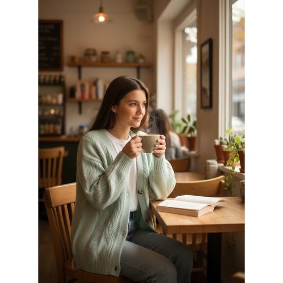 A New Day Wool Blend Fisherman Mint Green Cardigan Sweater Size XS - Picture 1 of 9